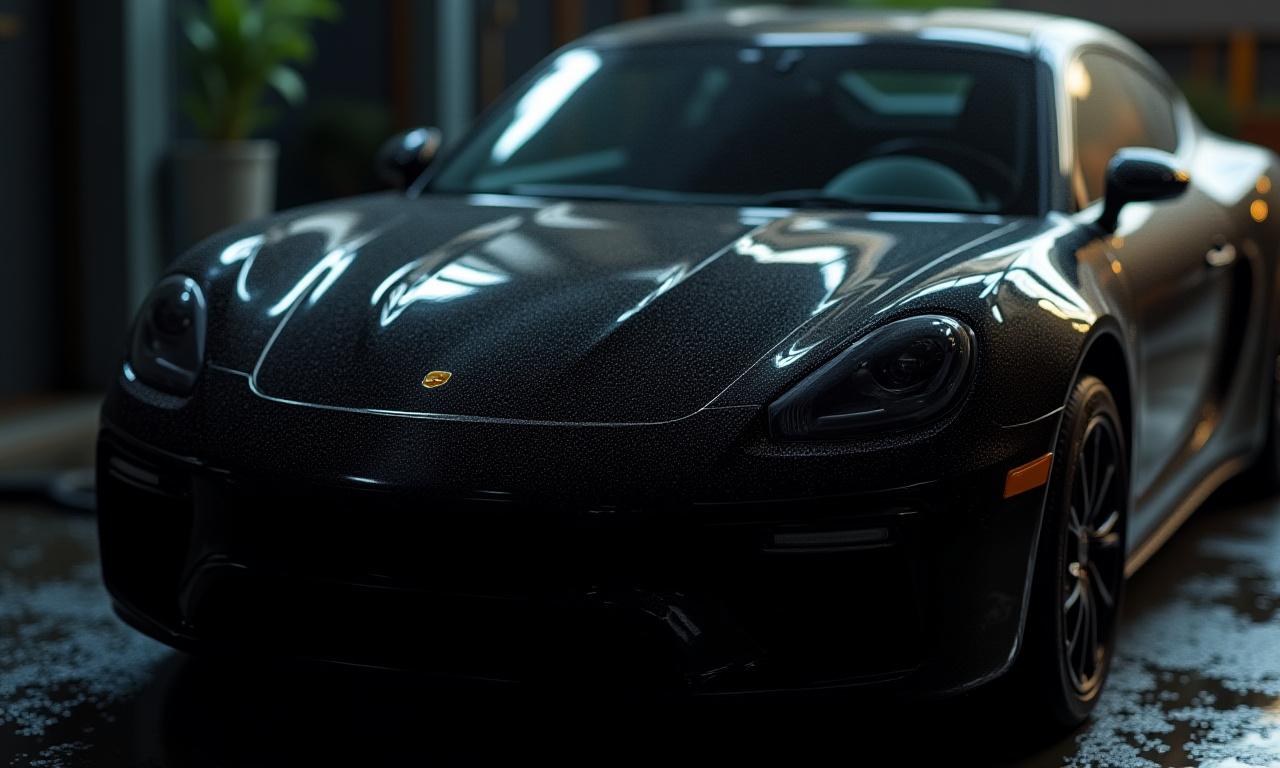 Mobil hitam mengkilap setelah dicuci di GearWash